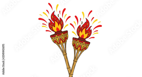 Foto Two torches with burning flames.