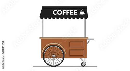 Coffee Cart Illustration on White Background