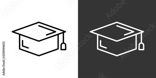 Foto Mortarboard Black And White Multiple Style Icon Set Collection Pack Vector Illus