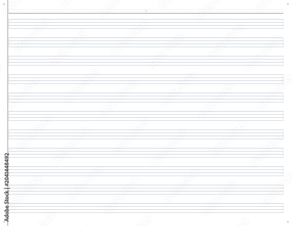 Fototapeta premium Blank music sheet with empty staves for notation and composition 
