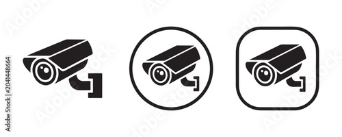 Tablou pe pânză Wall mounted security camera icons for outdoor surveillance and commercial property protection use