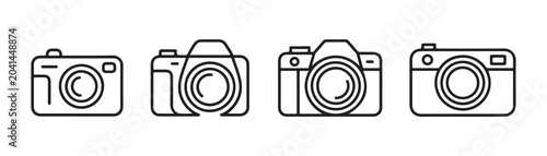 Camera icon outline vector set. digital photo camera pictogram symbol. photography sign illustration.