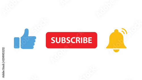 YouTube Like Subscribe and Notification Bell Engagement Icons Set