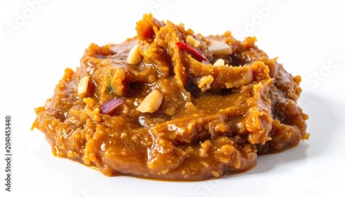 Spicy Orange Pickle Relish Arranged on White Studio Background