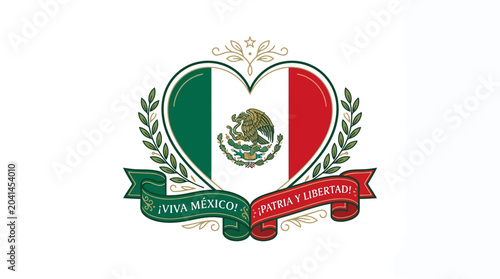 Heart-shaped emblem celebrating Mexican heritage