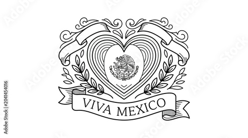 Heart-shaped emblem celebrating Mexican culture and pride