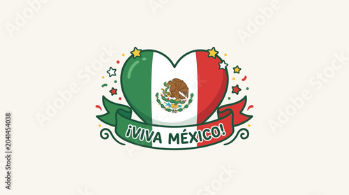 Heart-shaped illustration celebrating Mexican culture