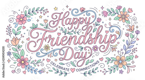 Happy Friendship Day Celebration with Floral Decorations