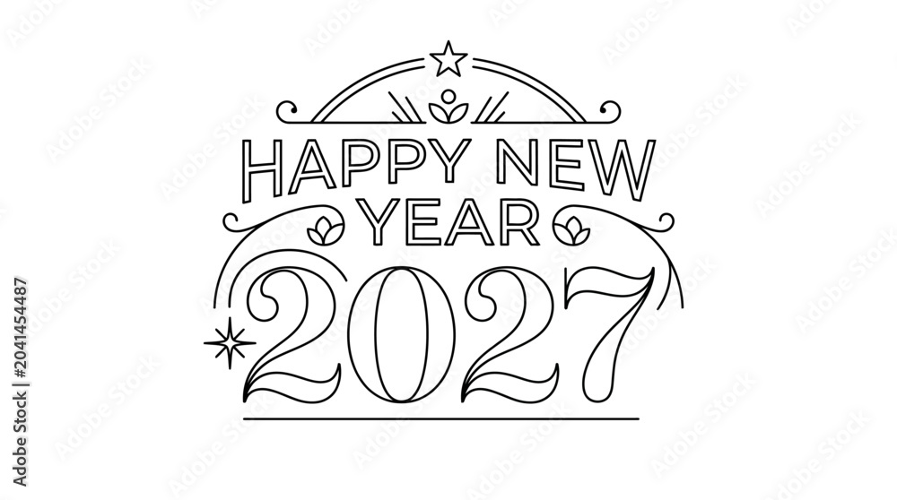 Naklejka premium Happy New Year 2027 Celebration Design with Stars