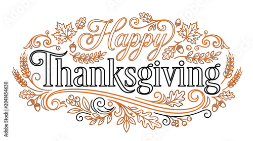 Canvastavla Happy Thanksgiving Greeting with Autumn Leaves Design