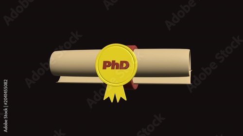 PhD 3D icon animation. Alpha matte with transparent background with 4K Resolution.