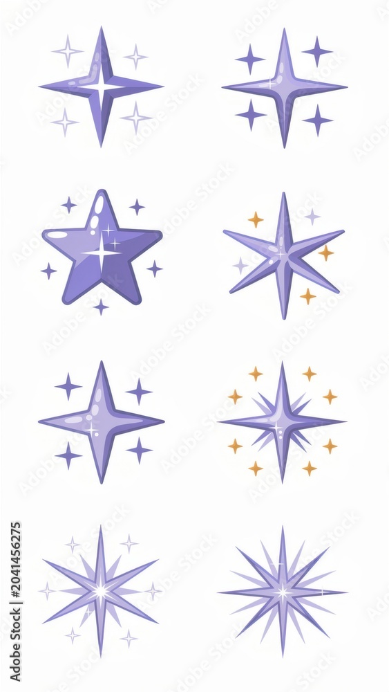 Obraz premium Glossy Star Icons Collection