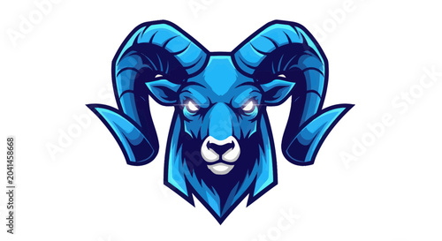 Obraz na plátne Blue Ram Head Logo Illustration Design.