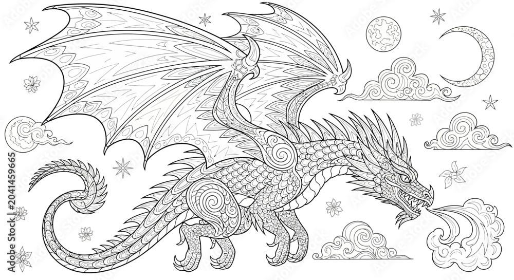 Fototapeta premium Fantasy dragon creature with wings.
