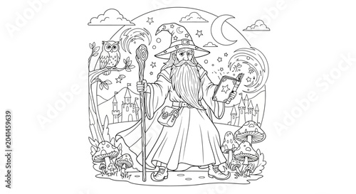 Schilderij op canvas Wise old wizard with long beard.