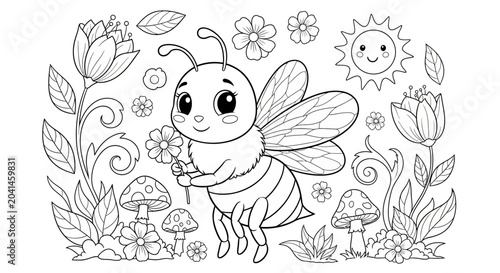 Konstfotografi Colorful illustration of a bee character.