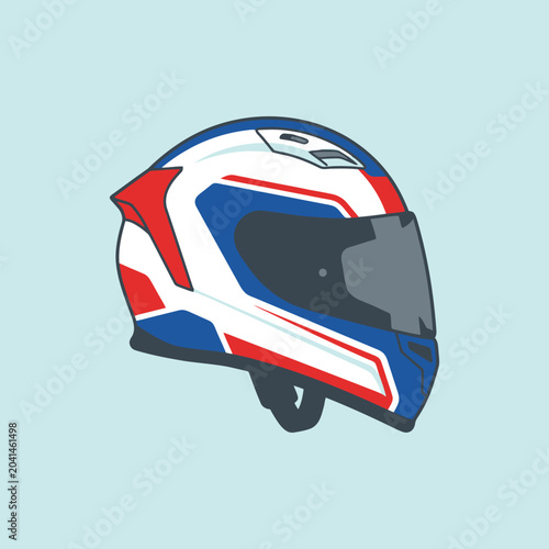 Foto A colorful protective helmet for high speed motorcycle racing sports