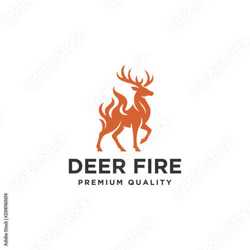 Abstract deer fire in bold line art minimalist logo