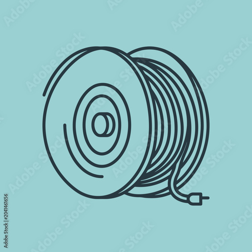 A simple line art illustration of an electrical extension cord reel