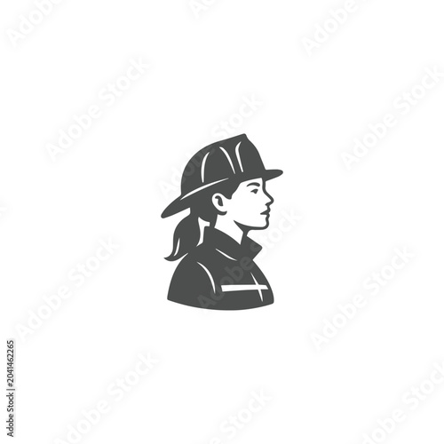 Minimalist simple firefighter woman logo in creative silhouette design