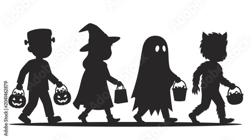 Fotografie Kids in costumes walking for Halloween treats