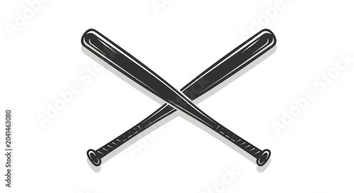 Canvastavla Black Baseball Bats Crossed Together.
