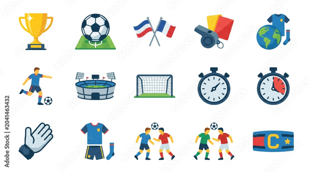 Fototapeta premium Collection of Soccer Football Sport Icons and Symbols.