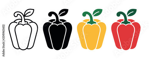 Pepper icon vector. bell pepper symbol simple flat sign. paprika in outline, glyph, and colorful style.