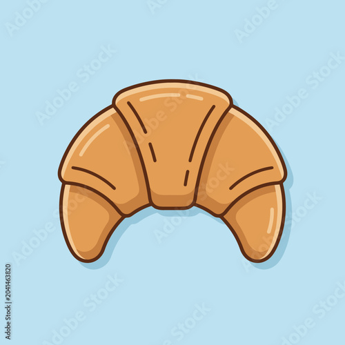 Fotografi A fresh golden brown buttery pastry on a light blue background
