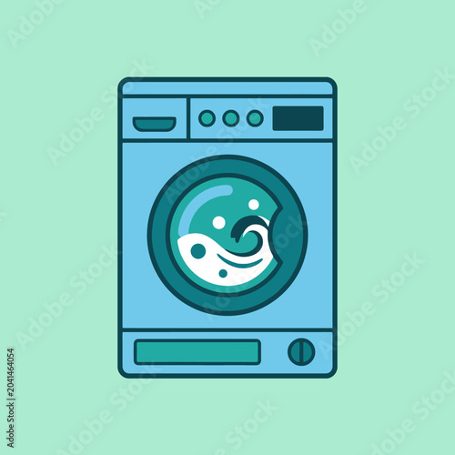 A simple flat vector illustration of a modern laundry machine