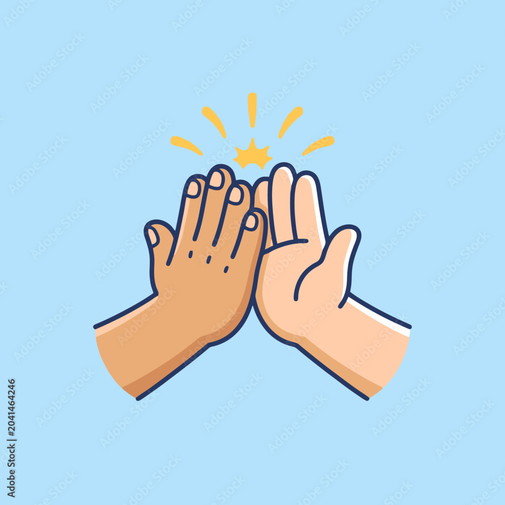 Fototapeta premium Two hands coming together for a friendly high five gesture