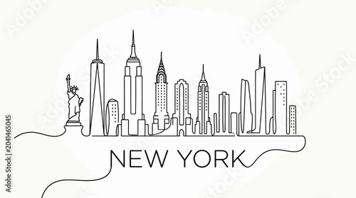 New York City Skyline Contour Illustration