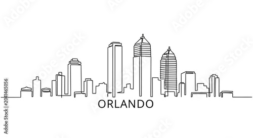 Orlando Skyline Continuous Line Art Drawing