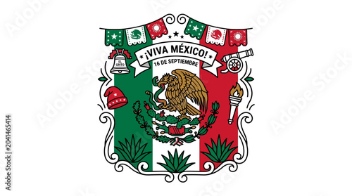 Cuadro en lienzo Mexican Independence Day Celebration Emblem Design