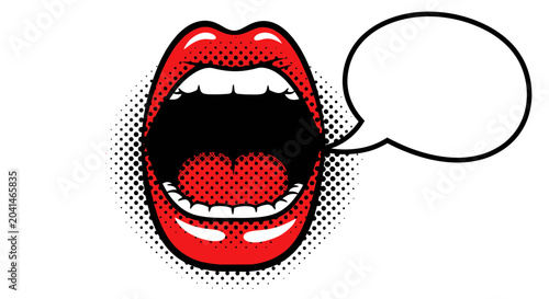 Картината върху платно Comic book style open mouth speaking.