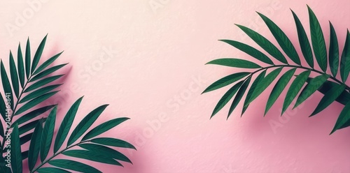 Tropical palm leaves silhouette against pastel sky and wall Creative, colorful, minimalist scene , white, happy, paradise