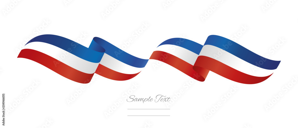 Obraz premium French flag ribbon vector illustration. Waving patriotic France Flag Ribbon Banner on isolated white background