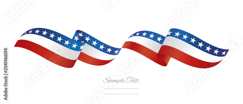 American flag ribbon vector illustration. Waving patriotic USA Flag Ribbon Banner on isolated white background