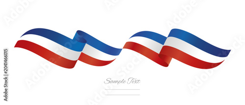 French flag ribbon vector illustration. Waving patriotic France Flag Ribbon Banner on isolated white background