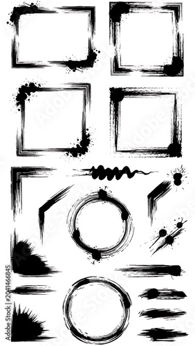 Grunge Brush Stroke Frames and Borders Collection.