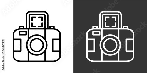 Photos Photo Camera Black And White Multiple Style Icon Set Collection Pack Vector Illu