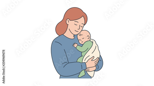 Foto Mother tenderly holding her sleeping baby in comfort