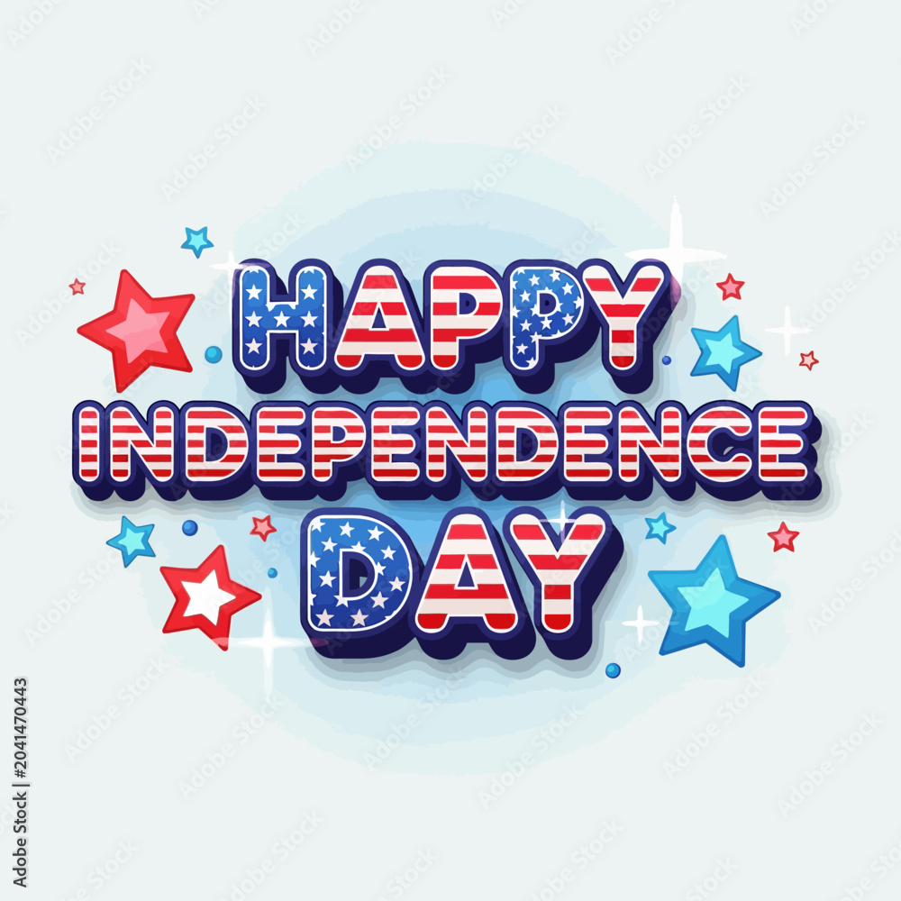 Fototapeta premium Happy Independence Day USA Stars and Stripes Text Vector Art