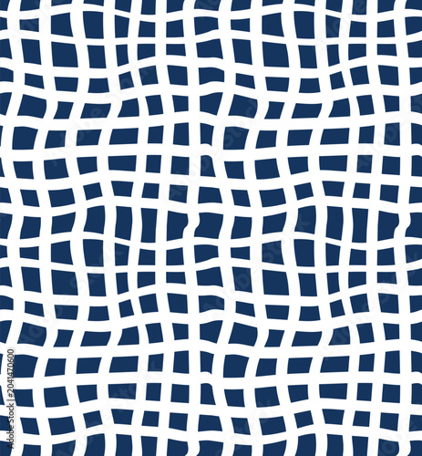 Hand Drawn Abstract Organic Seamless Pattern on Navy Blue Background. Vector.