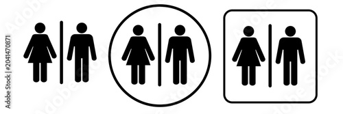 Vector Man and Woman restroom sign or WC sign Black and White set