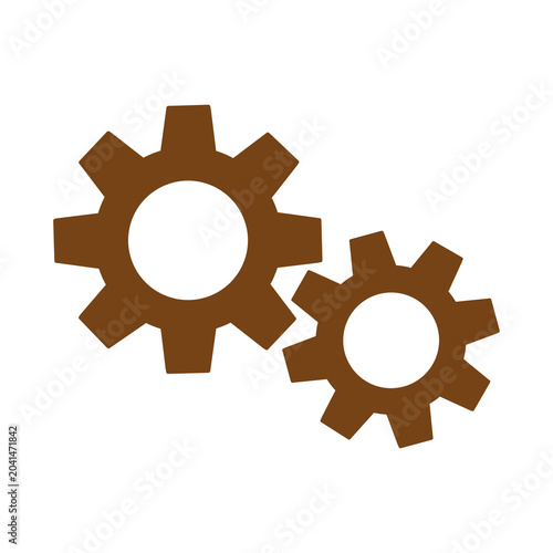 Two Brown Gears Interlocking Icon for Mechanic and Industry