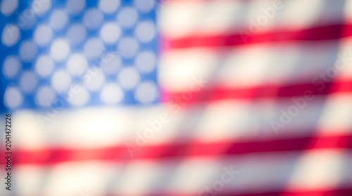 Abstract Blurred American Flag Bokeh Background for Independence Day & 4th of July