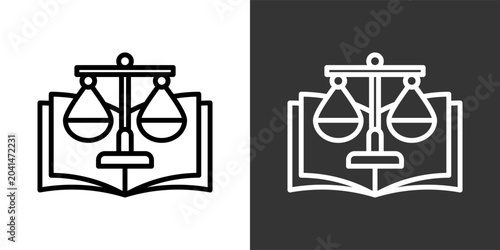 Bild auf Leinwand Law Book Black And White Multiple Style Icon Set Collection Pack Vector Illustra