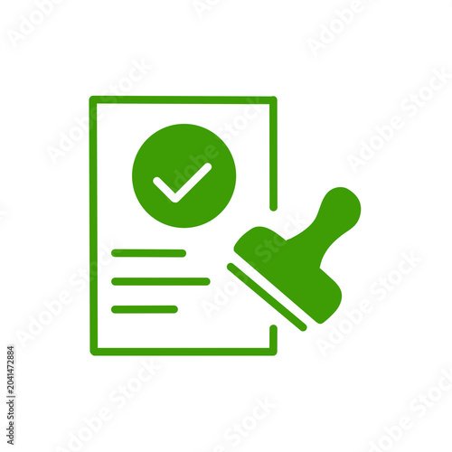 Approved Document with Rubber Stamp Icon for Business and Legal