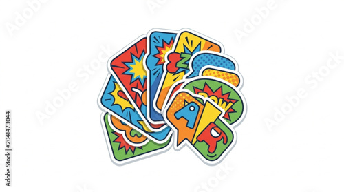 Schilderij op canvas Colorful playing cards scattered on a white background.